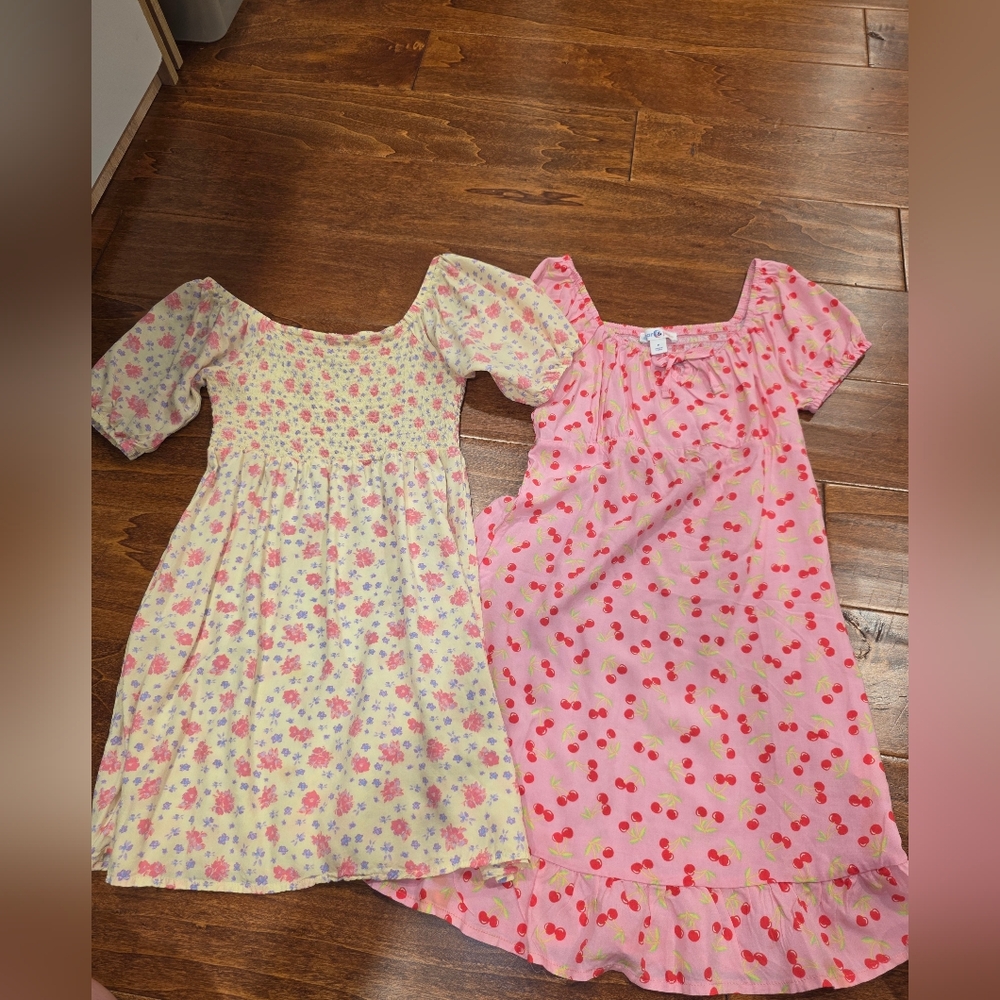 Floral and Cherry Print Kids Dresses